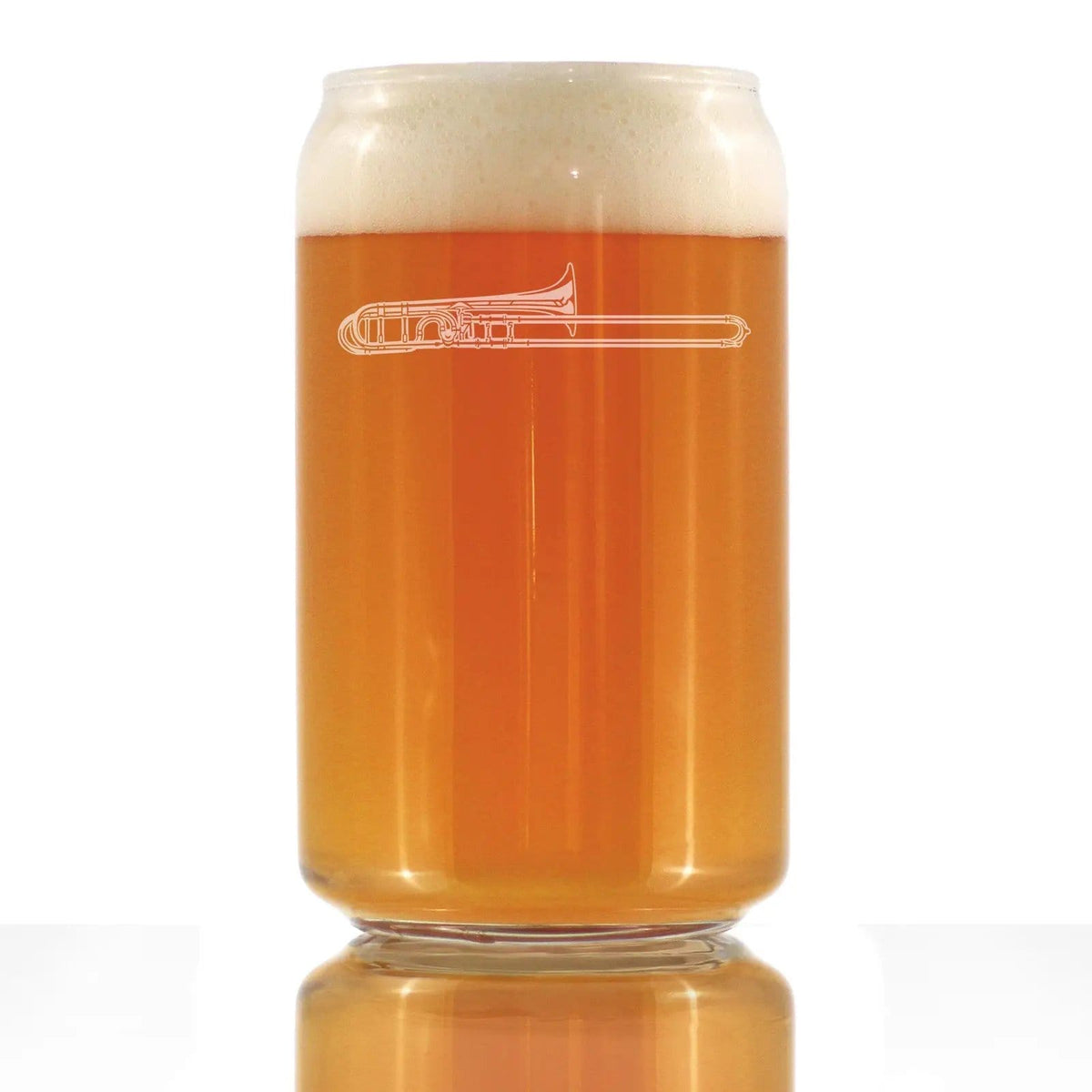Etched Beer Can Pint Glass | 16 oz | Dishwasher Safe | Trombone Engraved