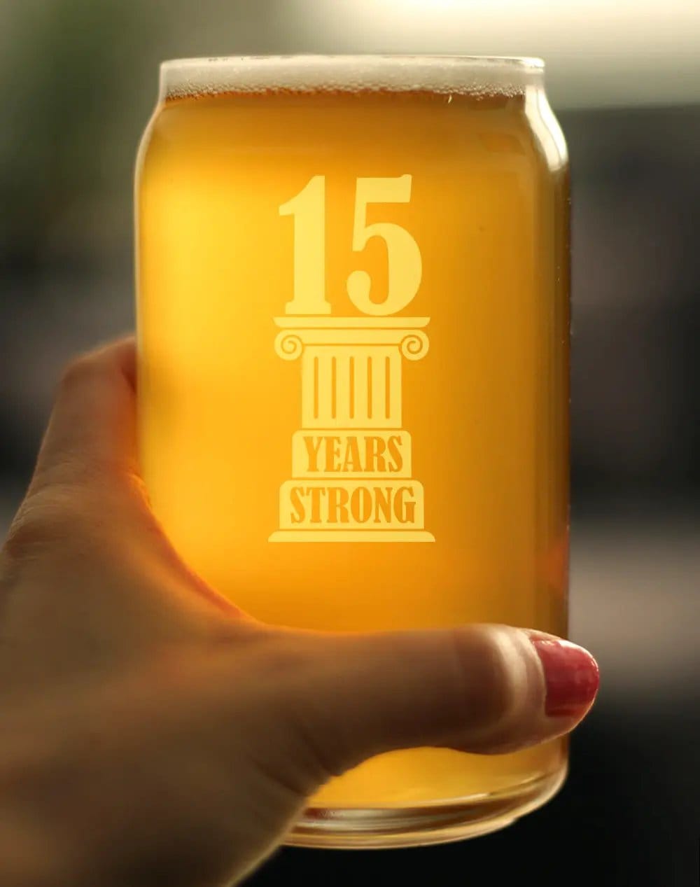 Etched Beer Can Pint Glass | 16 oz | Dishwasher Safe | 15 Years Strong Engraved