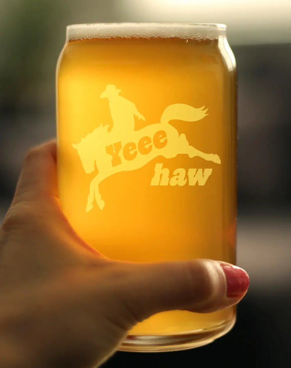 Etched Beer Can Pint Glass | 16 oz | Dishwasher Safe | Yeehaw Engraved