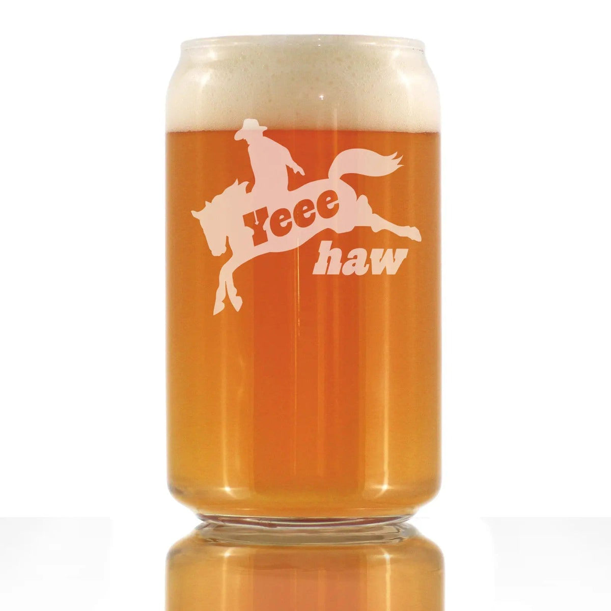 Etched Beer Can Pint Glass | 16 oz | Dishwasher Safe | Yeehaw Engraved