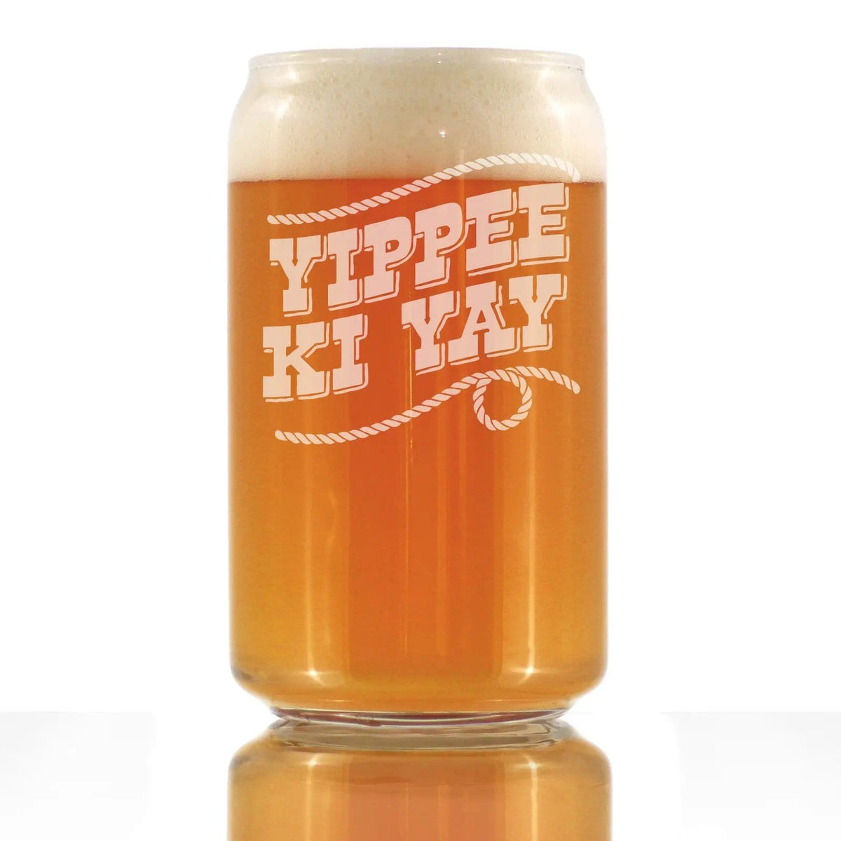 Etched Beer Can Pint Glass | 16 oz | Dishwasher Safe | Yippee Ki Yay Engraved