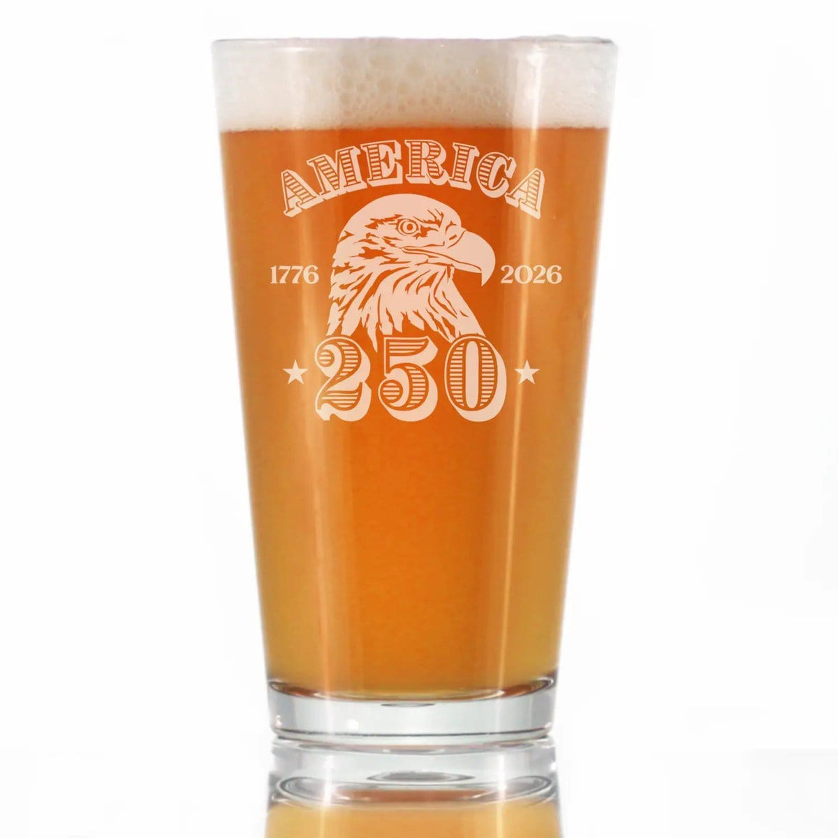 Etched Pint Glass | 16 oz Beer Glass | Dishwasher Safe | America's 250th Anniversary Engraved