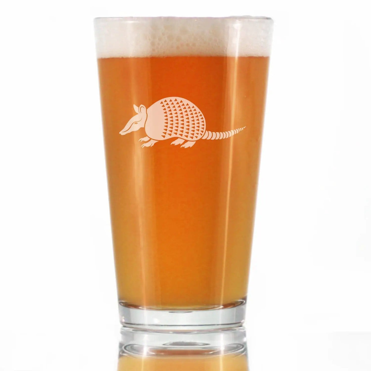 Etched Pint Glass | 16 oz Beer Glass | Dishwasher Safe | Armadillo Engraved