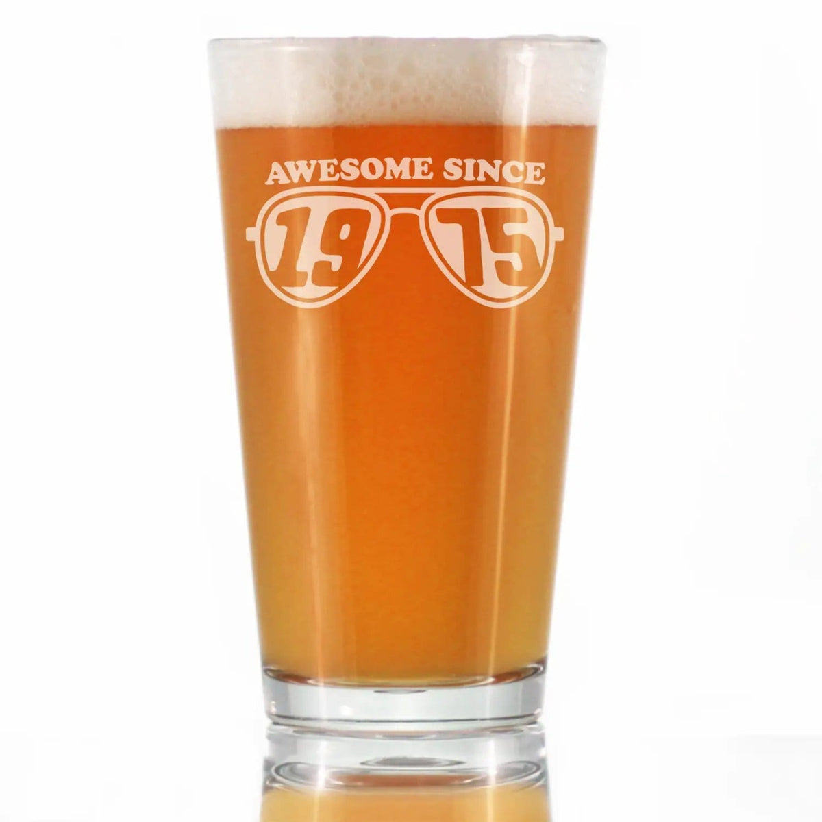 Etched Pint Glass | 16 oz Beer Glass | Dishwasher Safe | Awesome Since 1975 Engraved