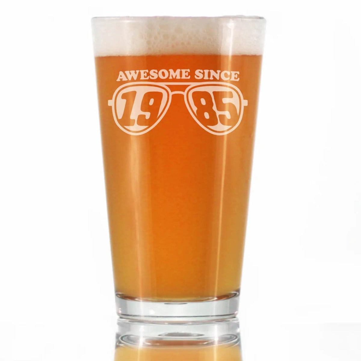 Etched Pint Glass | 16 oz Beer Glass | Dishwasher Safe | Awesome Since 1985 Engraved