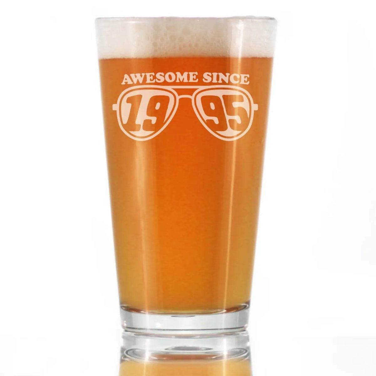 Etched Pint Glass | 16 oz Beer Glass | Dishwasher Safe | Awesome Since 1995 Engraved
