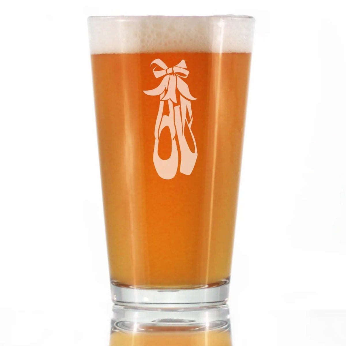 Etched Pint Glass | 16 oz Beer Glass | Dishwasher Safe | Ballet Shoes