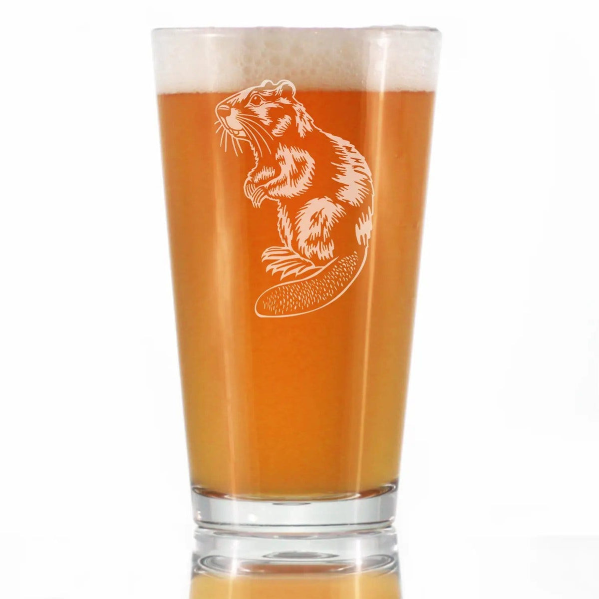 Etched Pint Glass | 16 oz Beer Glass | Dishwasher Safe | Beaver Engraved