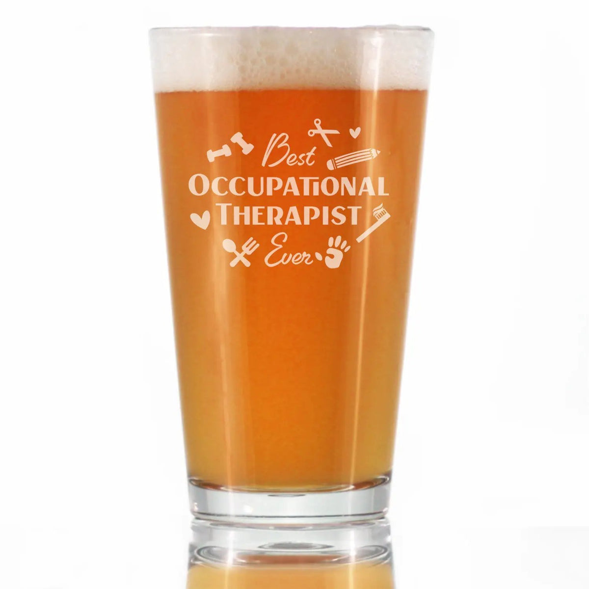 Occupational Therapist Pint Glass | 16 Oz | Hand Etched Design | Dishwasher Safe
