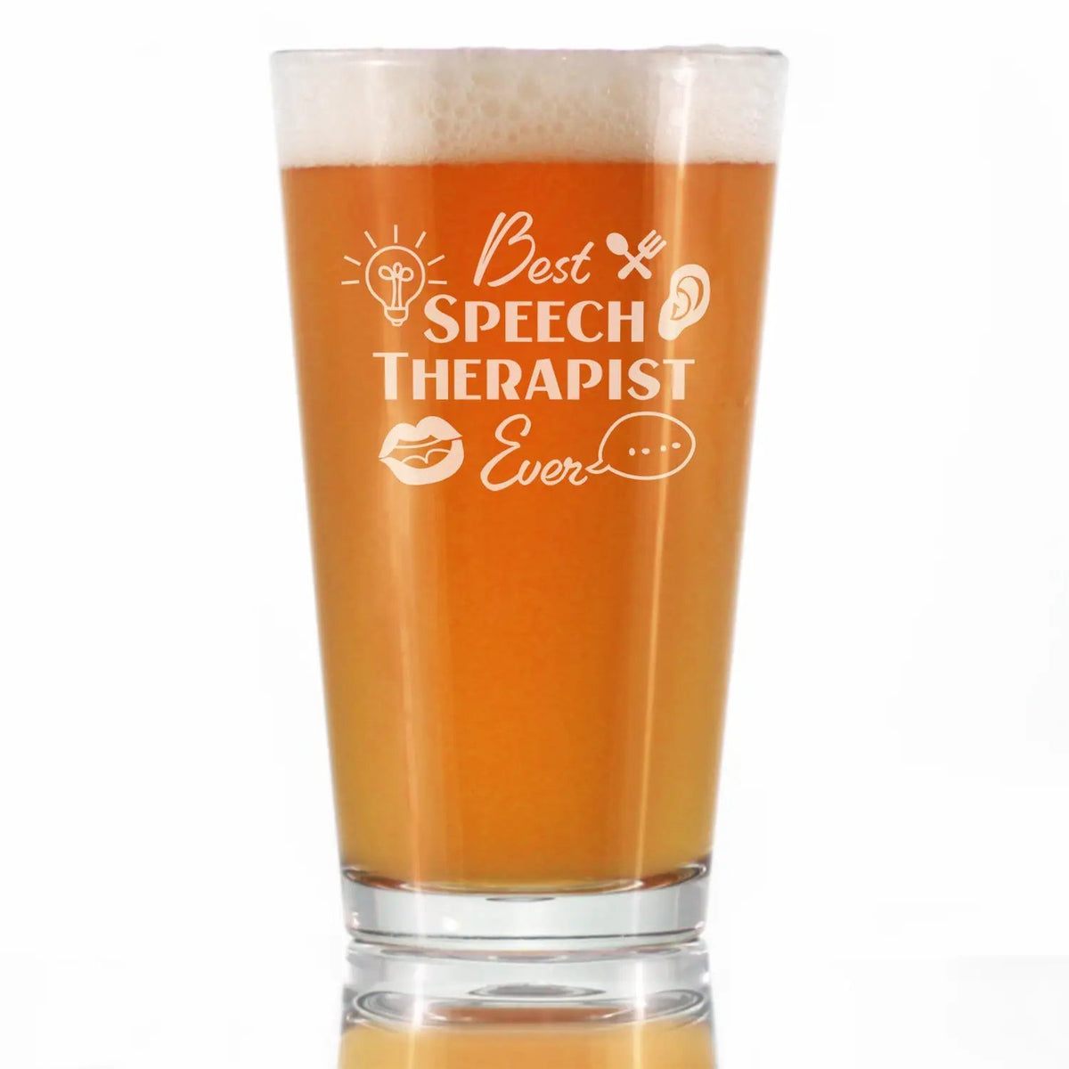 Speech Therapist Pint Glass | Hand Etched Finish | Dishwasher Safe | 16 Oz