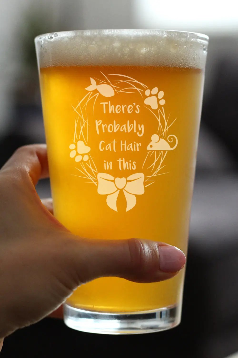 Pint Glass | 16 Oz Capacity | Etched Cat Humor | Standard Serve
