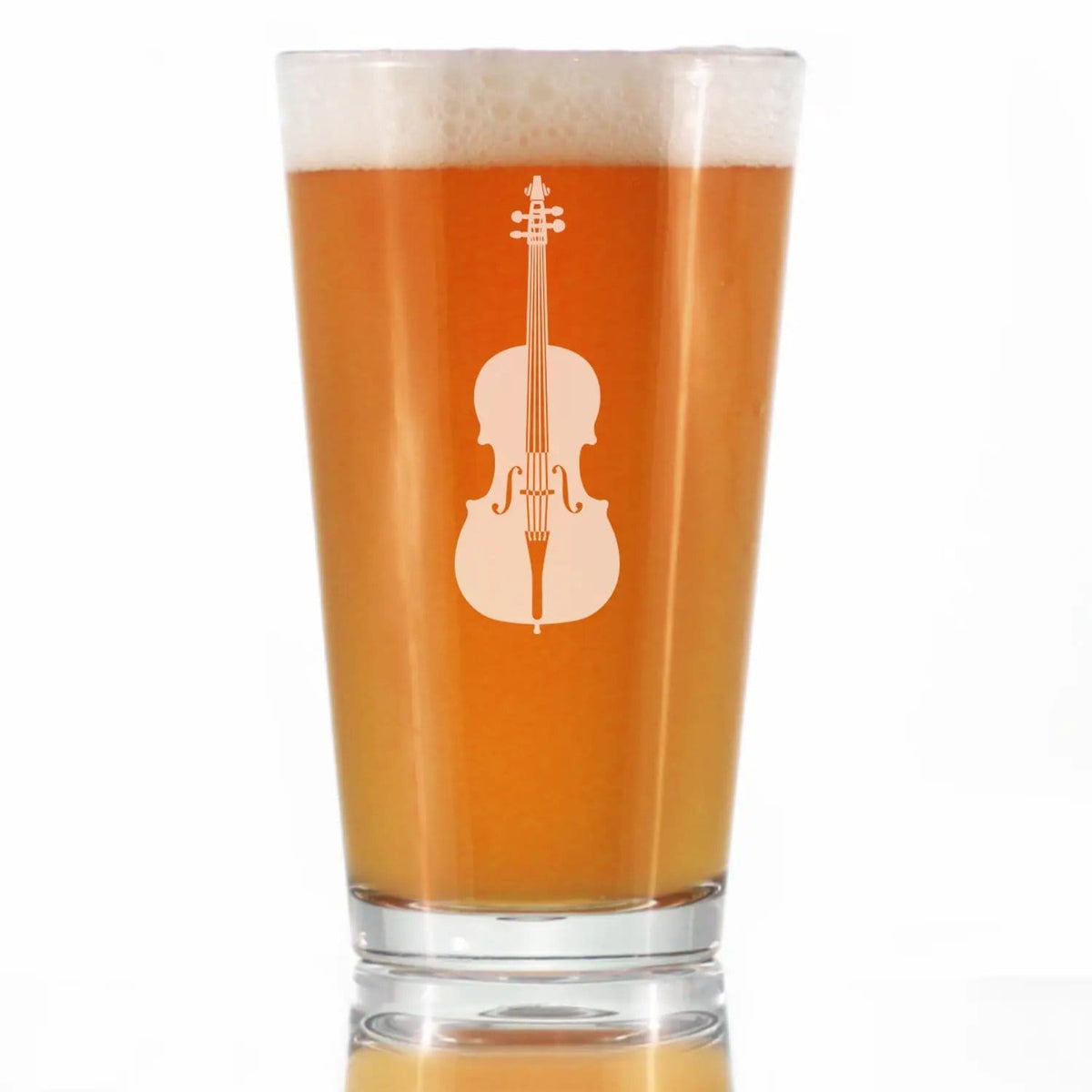 Pint Glass | 16 Oz Capacity | Hand Etched Detail | Cello Music
