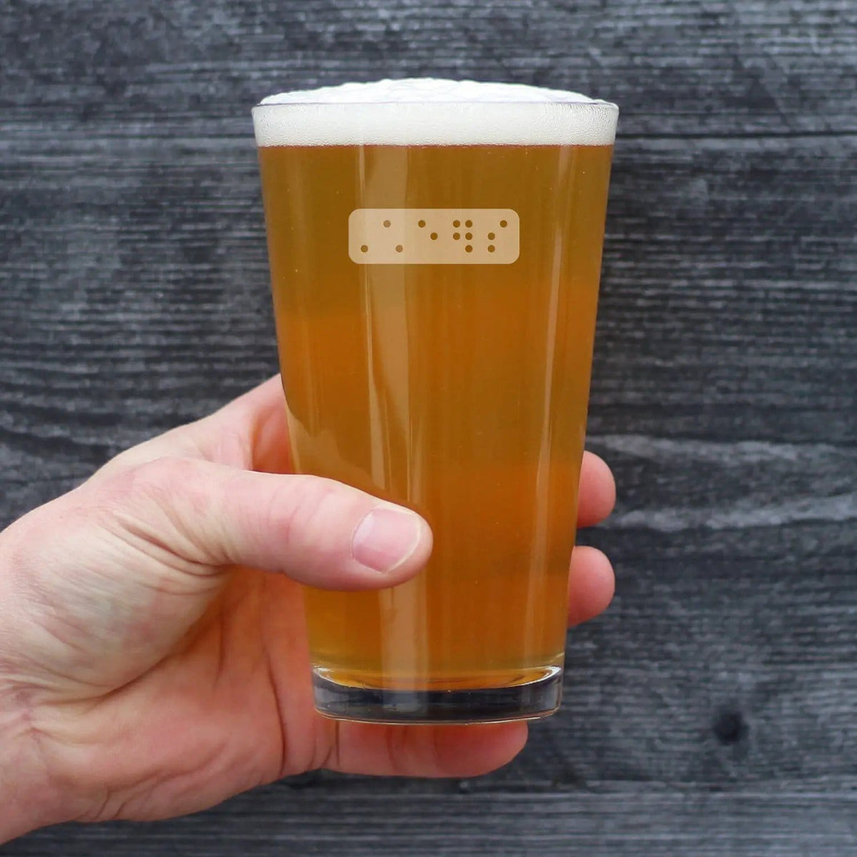 Etched Pint Glass | 16 oz Beer Glass | Dishwasher Safe | Braille Cheers