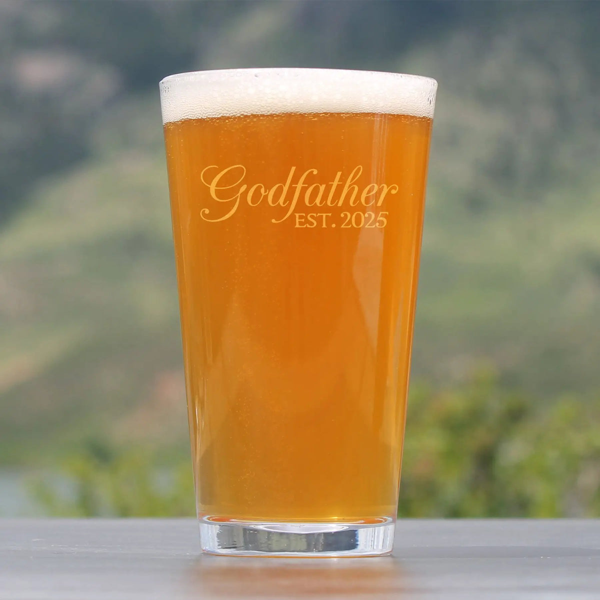 Pint Glass | 16 Oz | Hand Etched Design | Godfather 2025