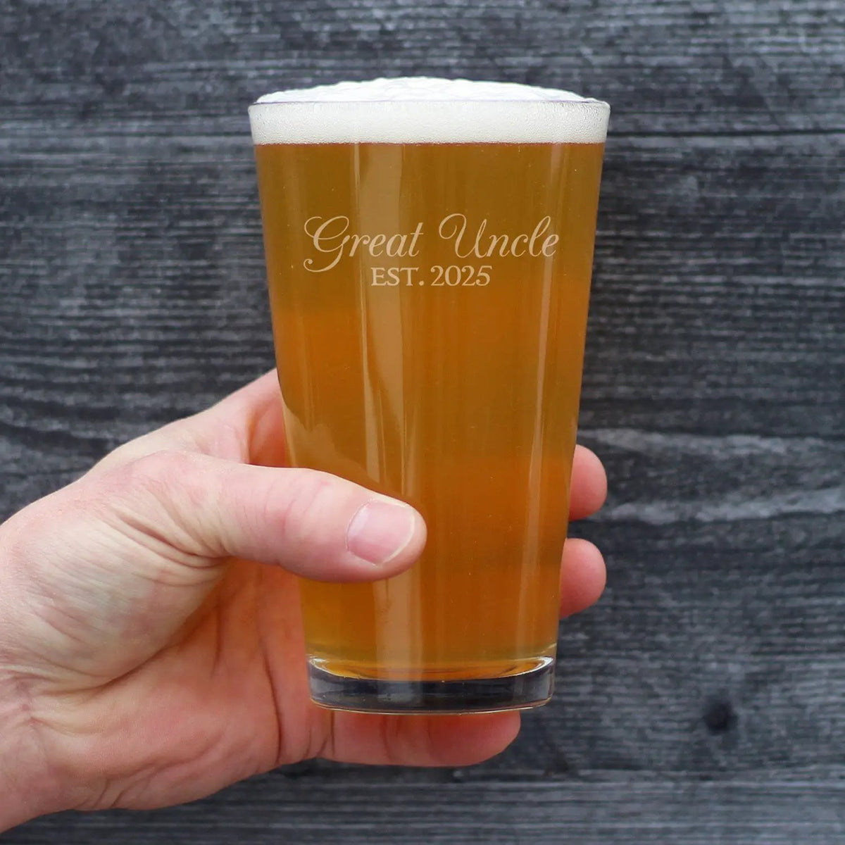 Personalized Pint Glass | 16 Ounce | Deep Etched | Uncle Est 2025