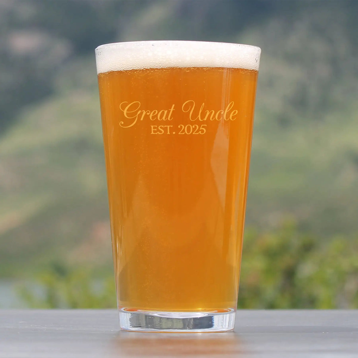 Personalized Pint Glass | 16 Ounce | Deep Etched | Uncle Est 2025