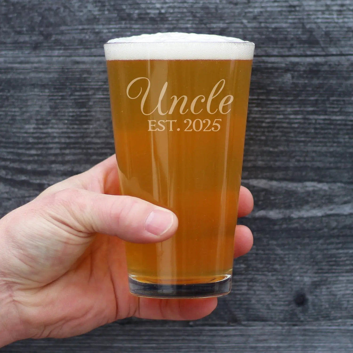 Pint Glass | 16 Oz Hand Etched | New Uncle Gift | 2025 Year