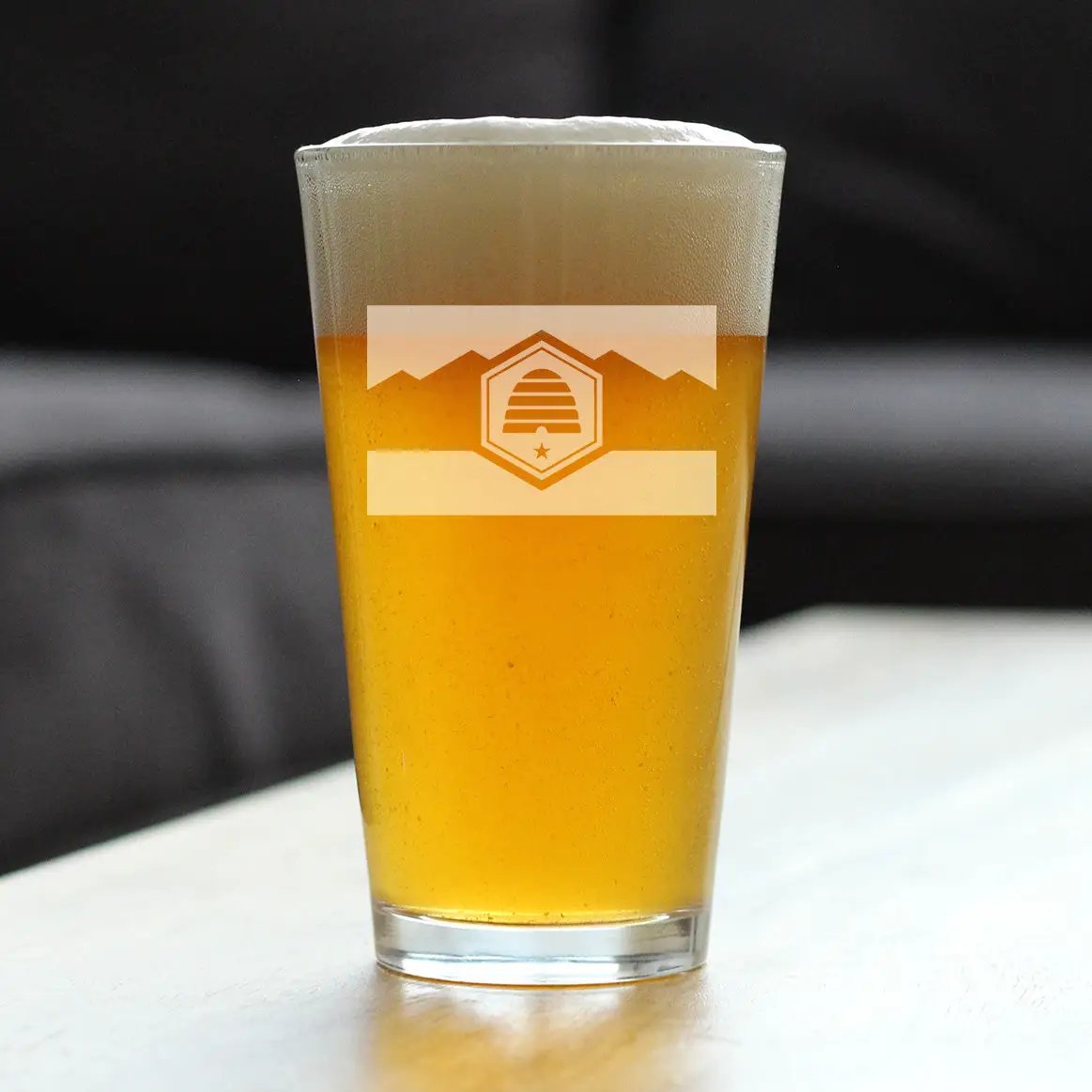 Utah Flag Pint Glass | Etched Design | Dishwasher Safe | 16 Oz