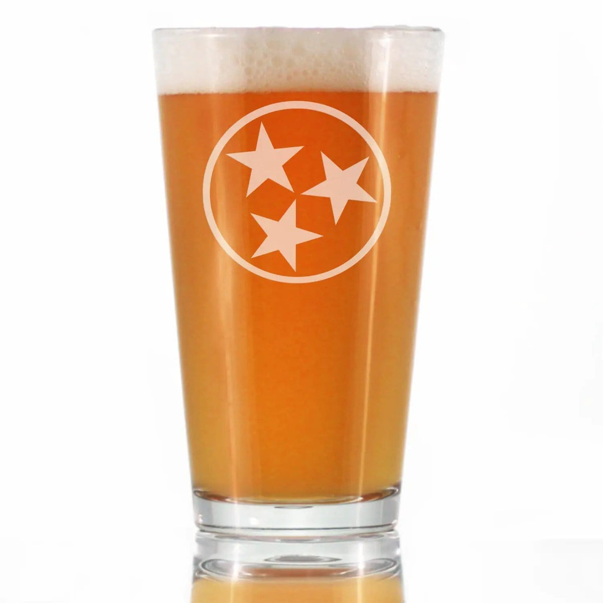 Etched Pint Glass | 16 oz Beer Glass | Dishwasher Safe | Tennessee Flag