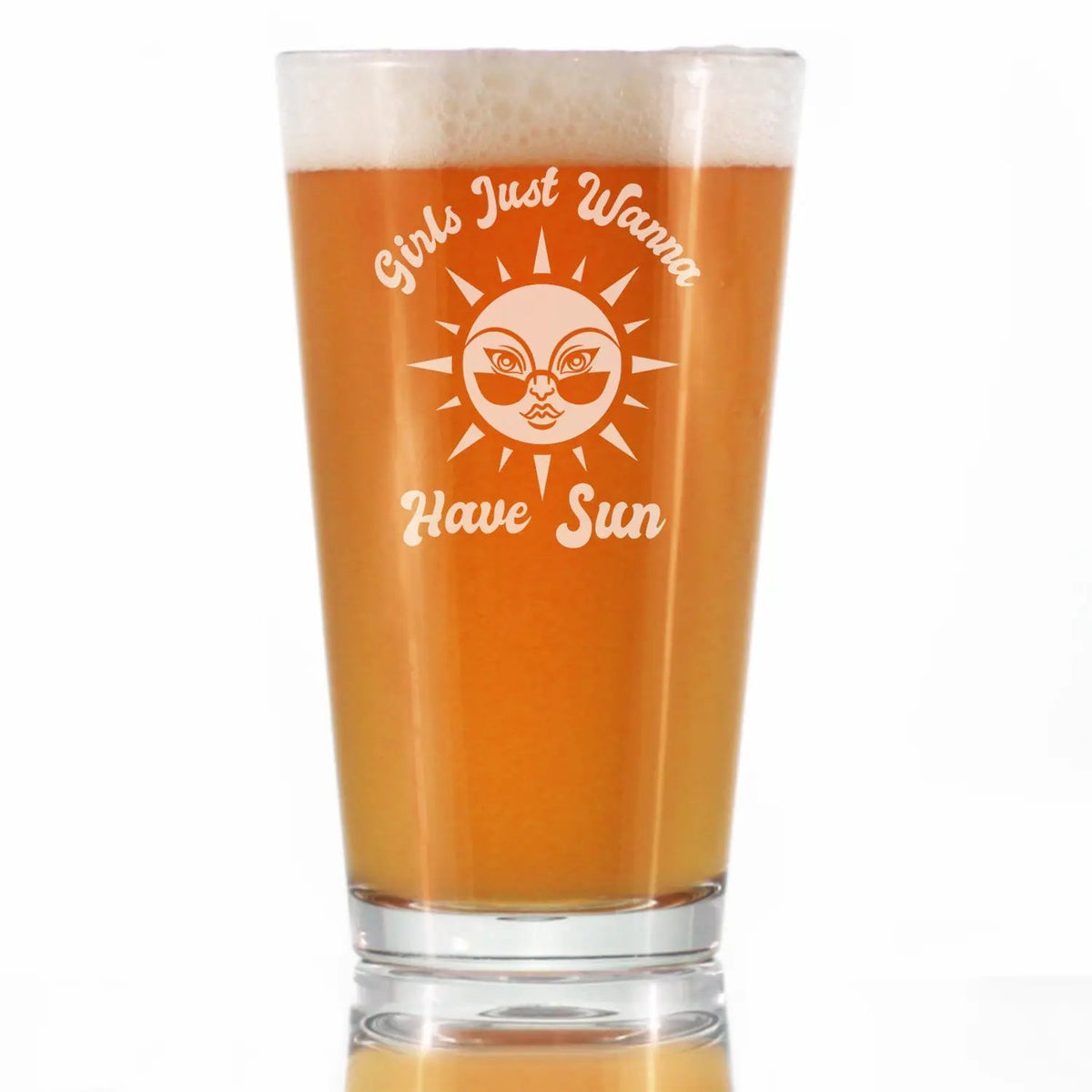 Etched Pint Glass | 16 Oz Capacity | Beach Summer Design
