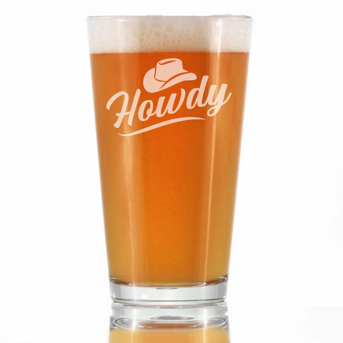 Etched Pint Glass | 16 oz Beer Glass | Dishwasher Safe | Howdy Engraved