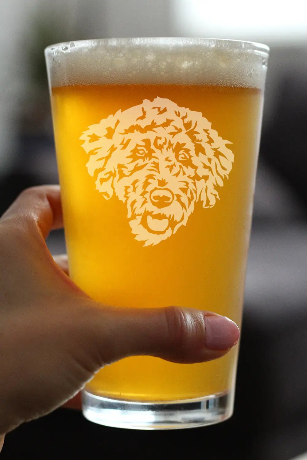 Labradoodle Pint Glass | Hand Etched Design | Dishwasher Safe | 16 Ounce