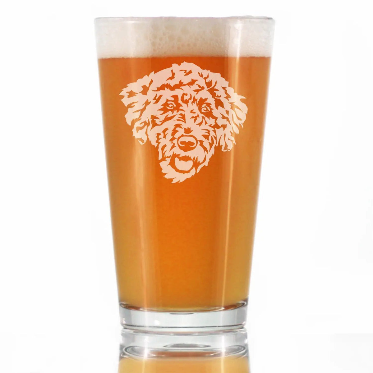 Labradoodle Pint Glass | Hand Etched Design | Dishwasher Safe | 16 Ounce