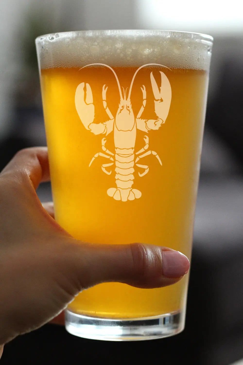 Etched Pint Glass | 16 oz Beer Glass | Dishwasher Safe | Lobster Engraved