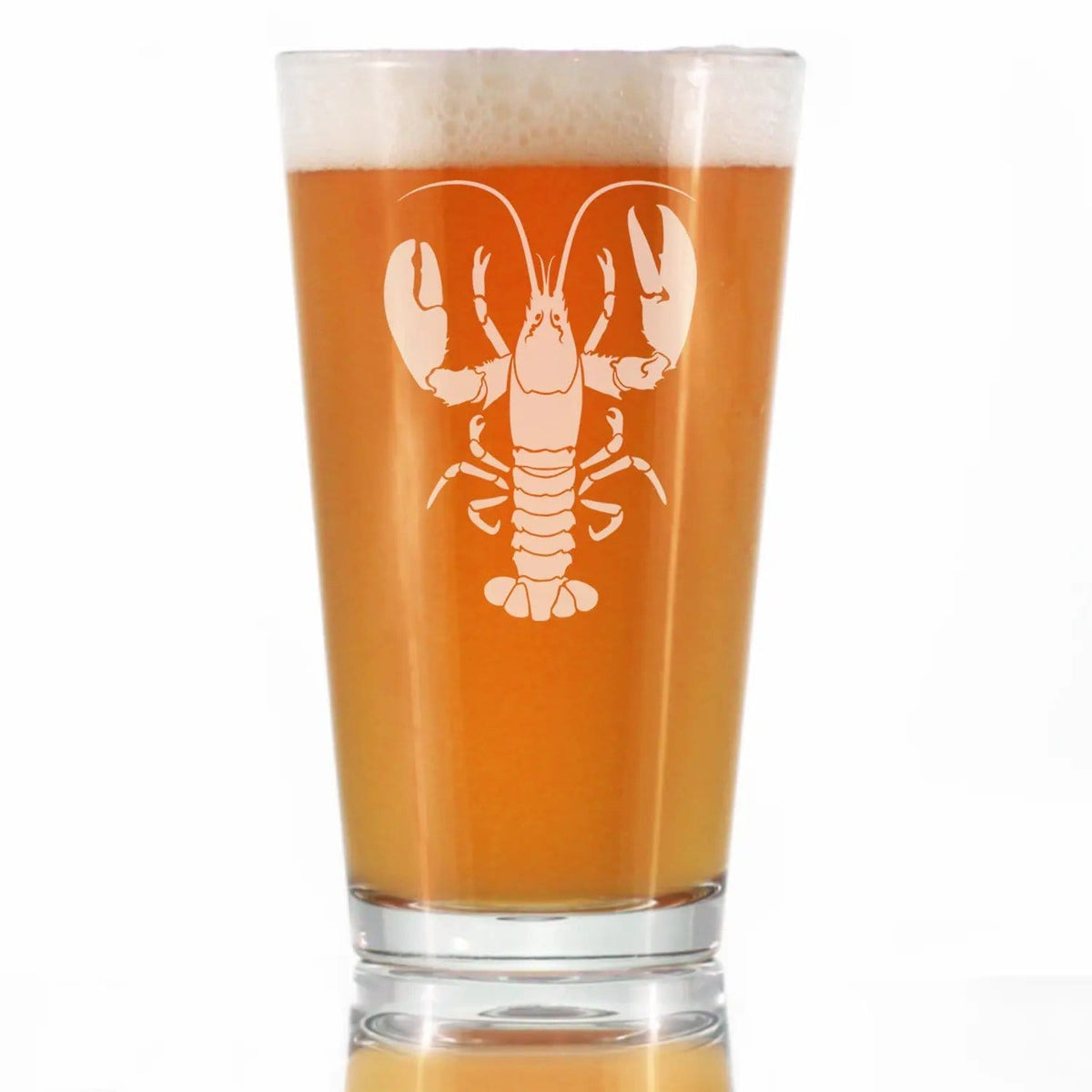 Etched Pint Glass | 16 oz Beer Glass | Dishwasher Safe | Lobster Engraved