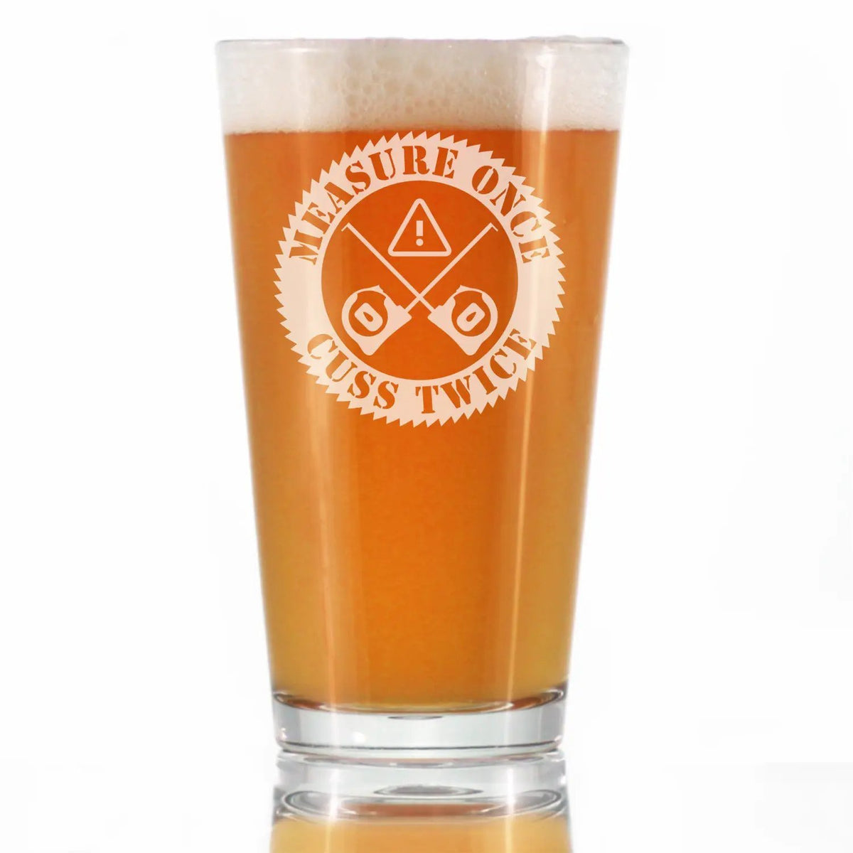 Pint Glass | 16 Oz Capacity | Hand Etched Text | Dishwasher Safe