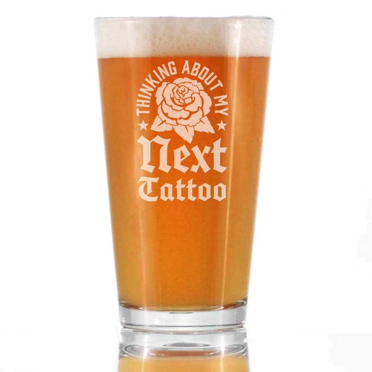Etched Pint Glass | 16 oz Beer Glass | Dishwasher Safe | Next Tattoo Engraved