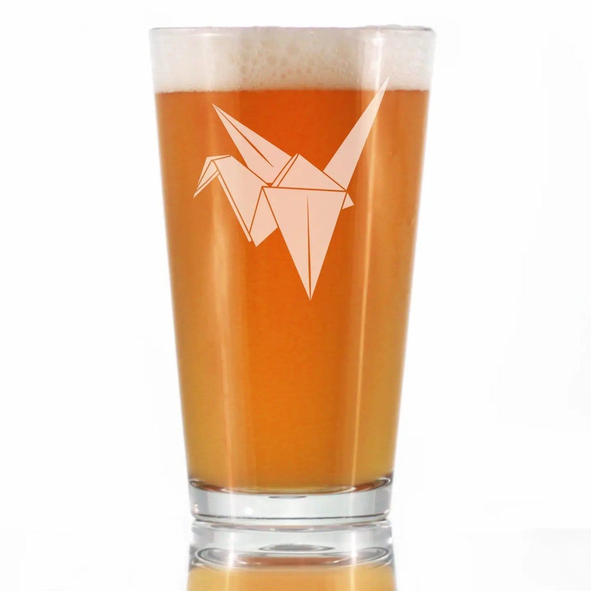 Etched Pint Glass | 16 oz Beer Glass | Dishwasher Safe | Paper Crane Engraved