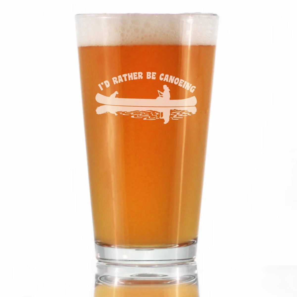Pint Glass | 16 Oz Hand Etched | Rather Be Canoeing Quote | Rustic Cabin Style