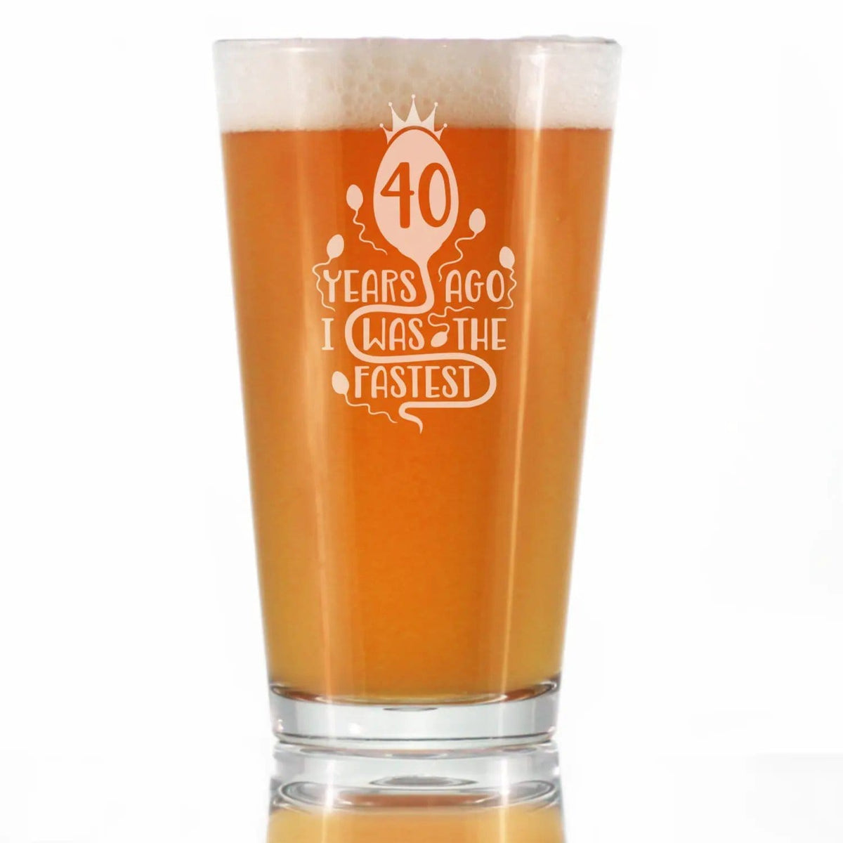 Etched Pint Glass | 16 oz Beer Glass | Dishwasher Safe | 40 Years Ago I Was the Fastest