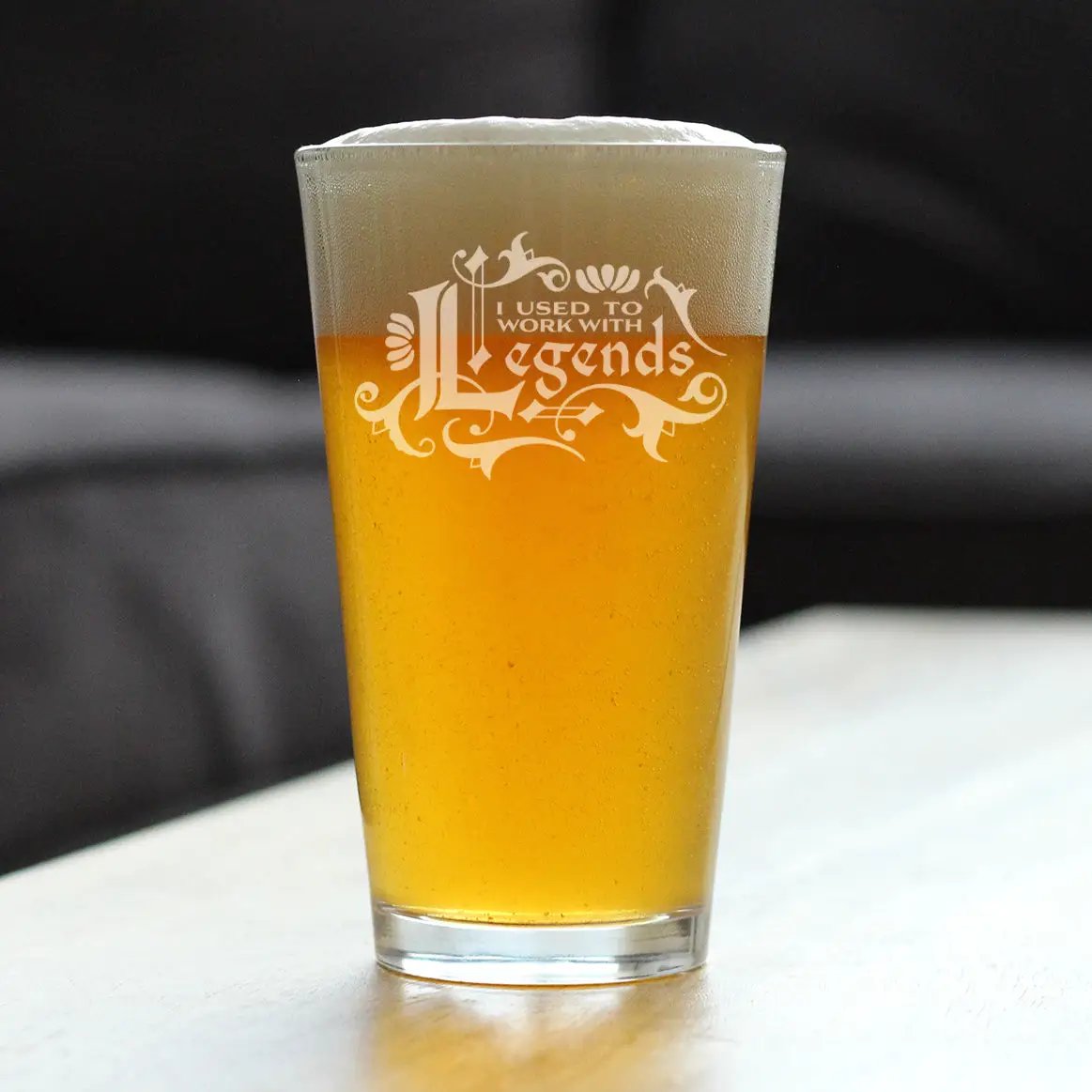 Pint Glass For Beer | 16 Oz Hand Etched | Dishwasher Safe