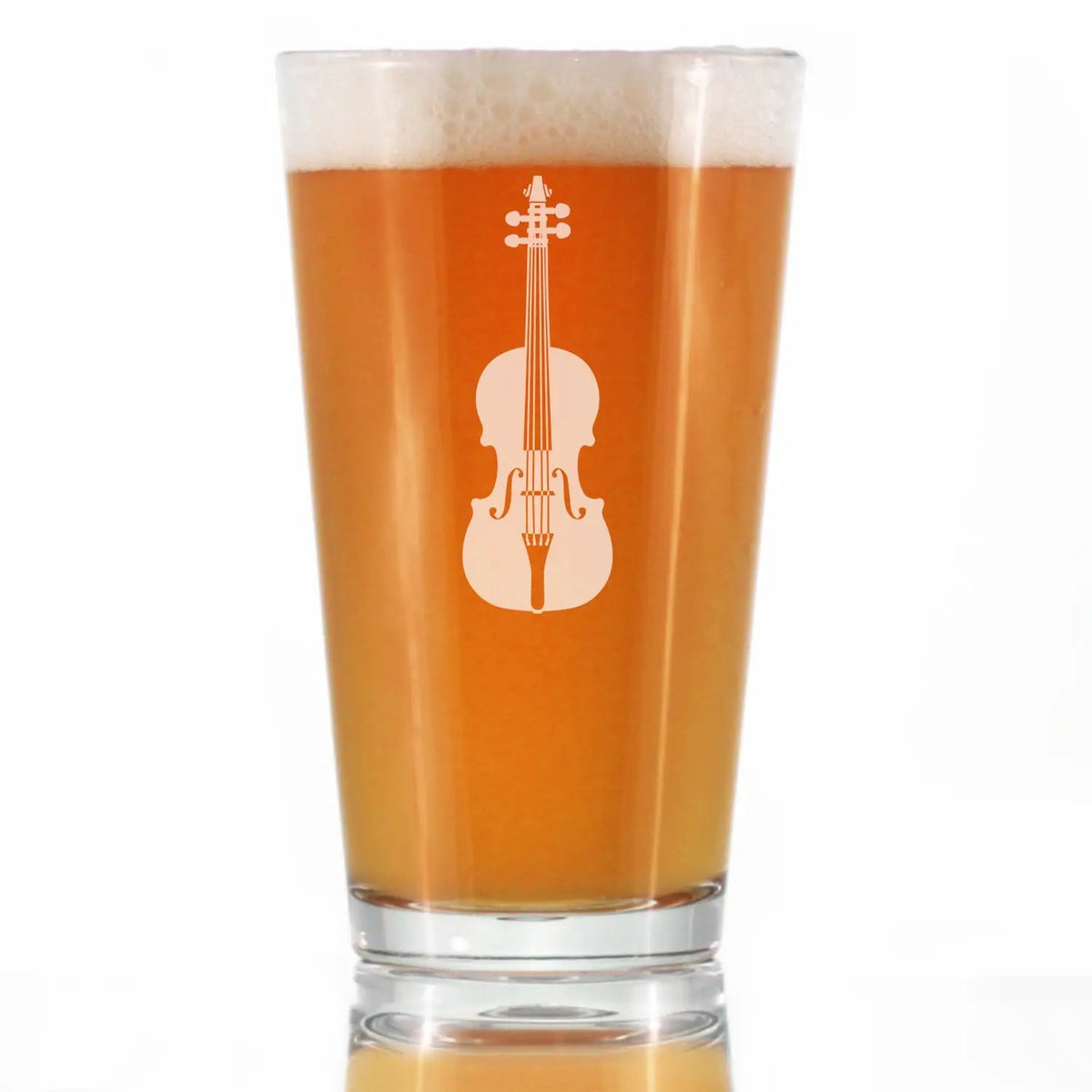 Violin Pint Glass | Hand Etched Design | Dishwasher Safe | 16 Oz Size