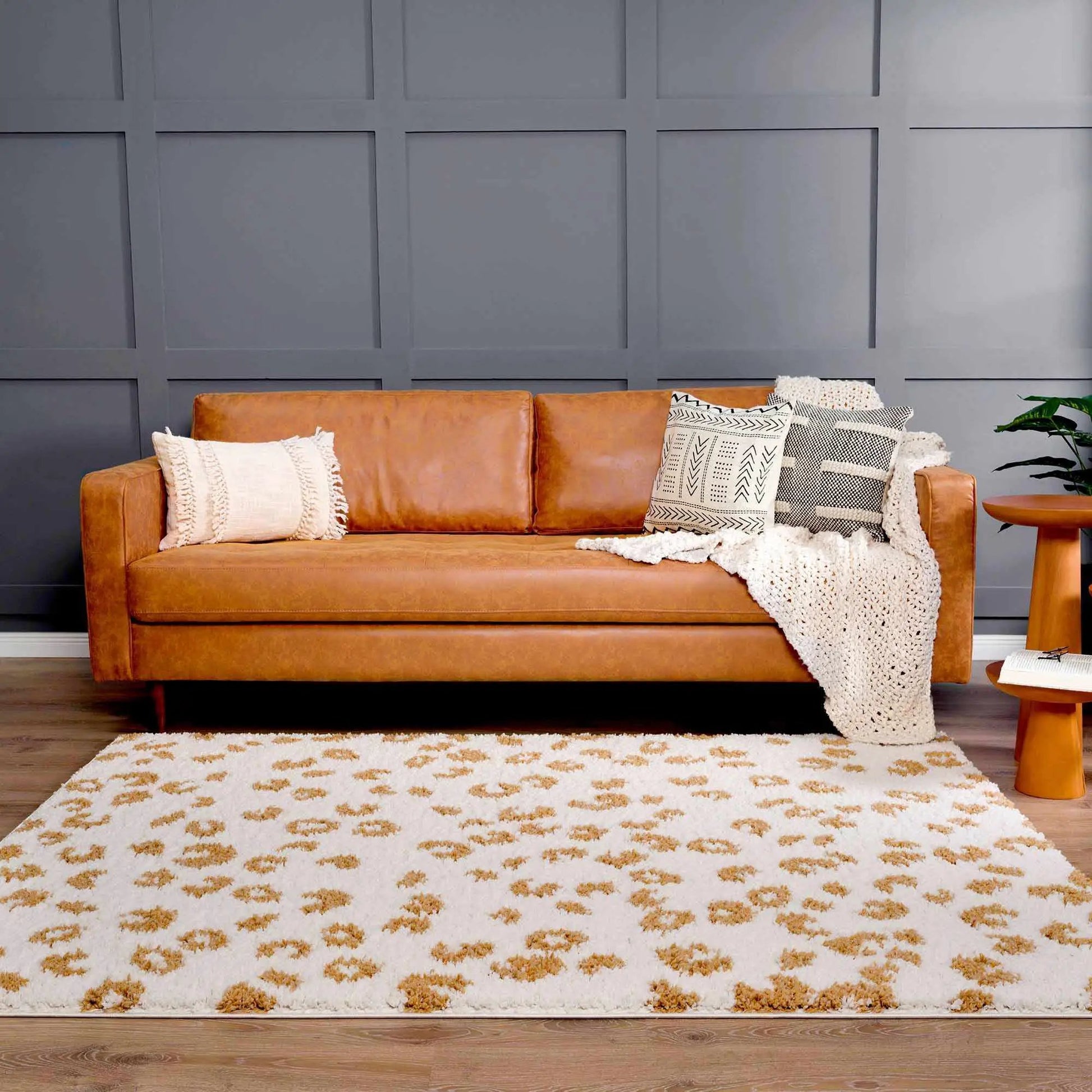 Altin Leopard Print White Area Rug from PriceLows™