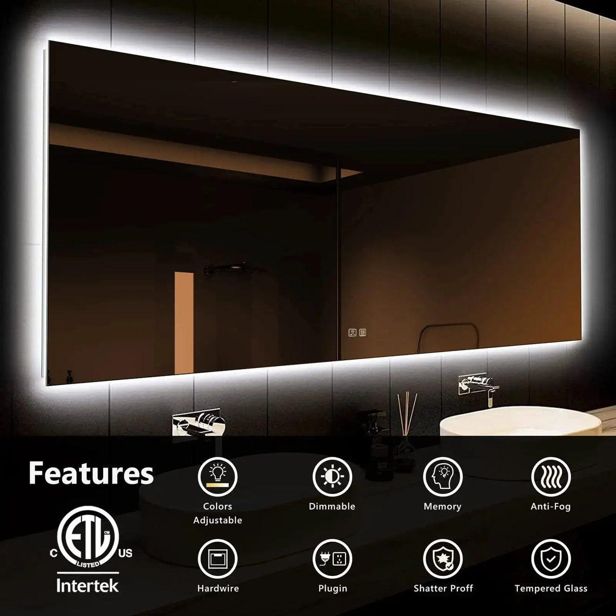 Deluxe Sleek Backlit LED Bathroom Mirror from PriceLows™