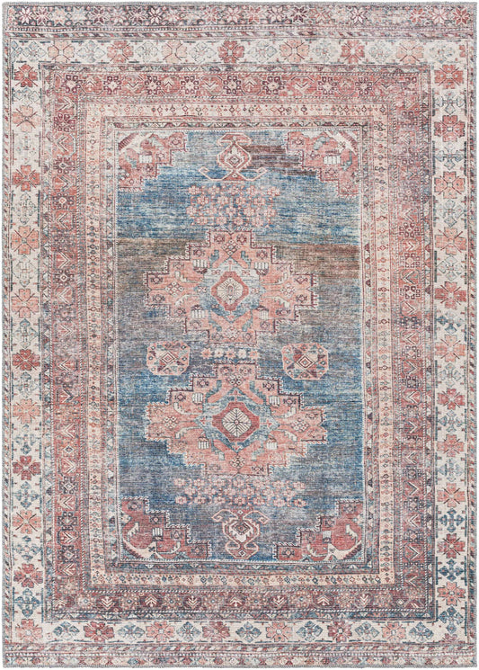 Baltinglass Rust & Blue Washable Area Rug from PriceLows™