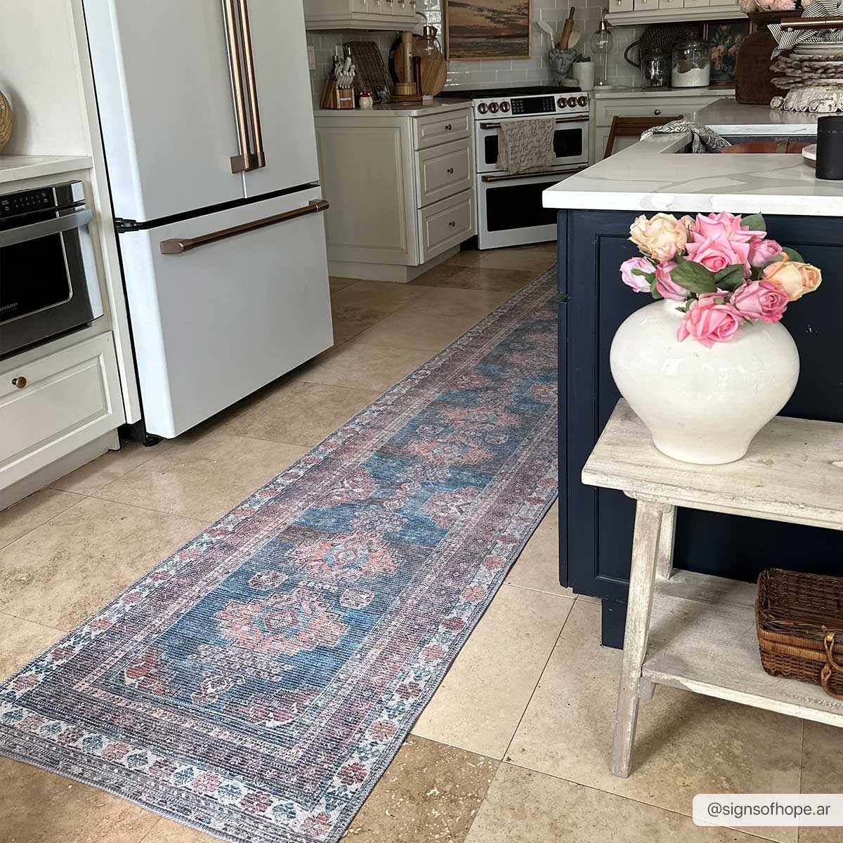 Baltinglass Rust & Blue Washable Area Rug from PriceLows™