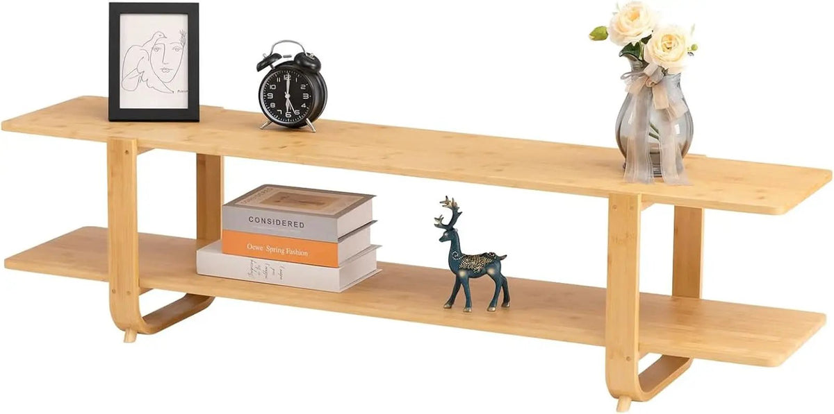 Bamboo TV Stand For 65 Inch TVs With Shelves And Storage from PriceLows™