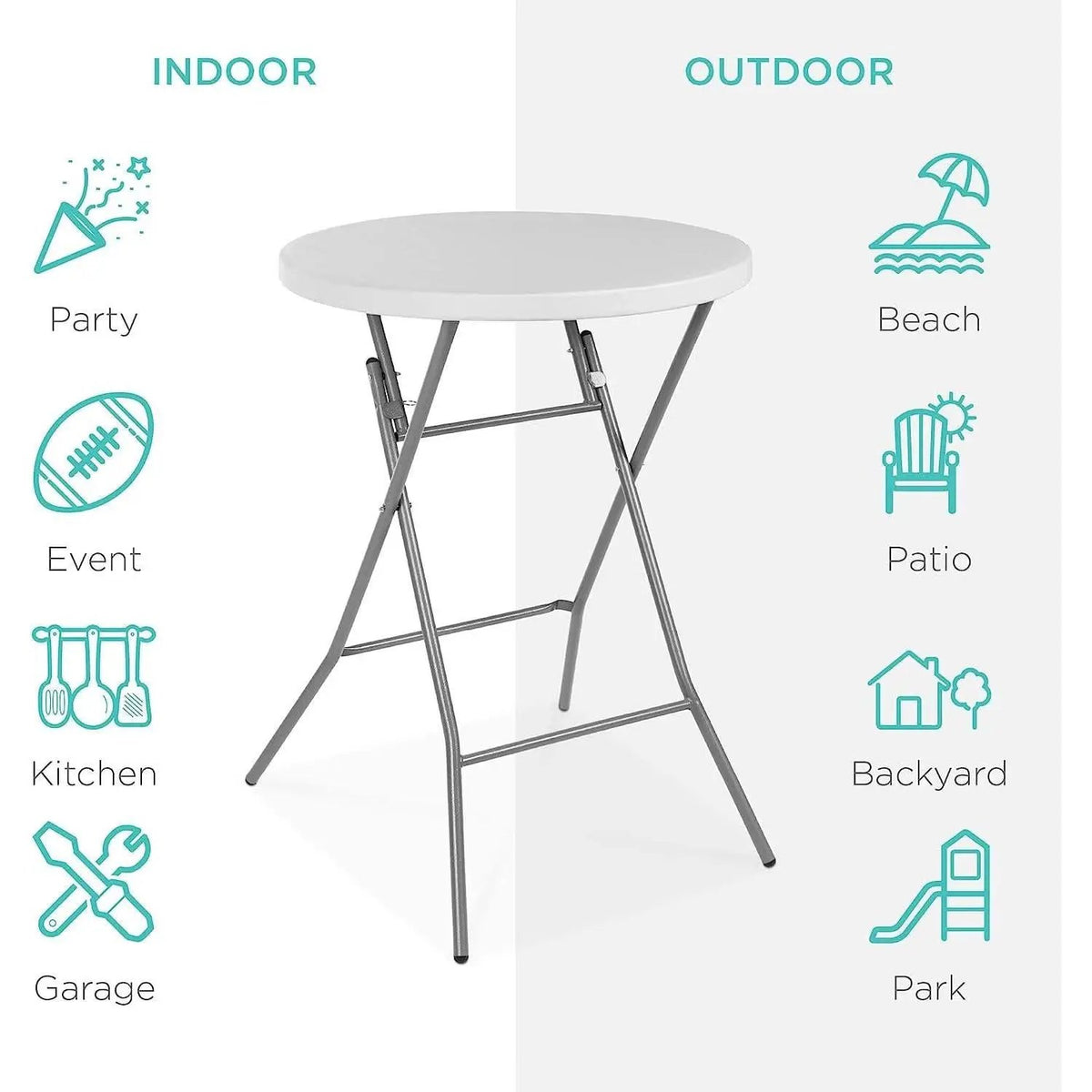 Bar Height Folding Table Indoor Outdoor Patio Table from PriceLows™