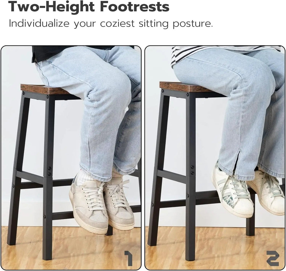 Bar Stools Set Of 2 23.6in Rustic Brown Kitchen Counter from PriceLows™