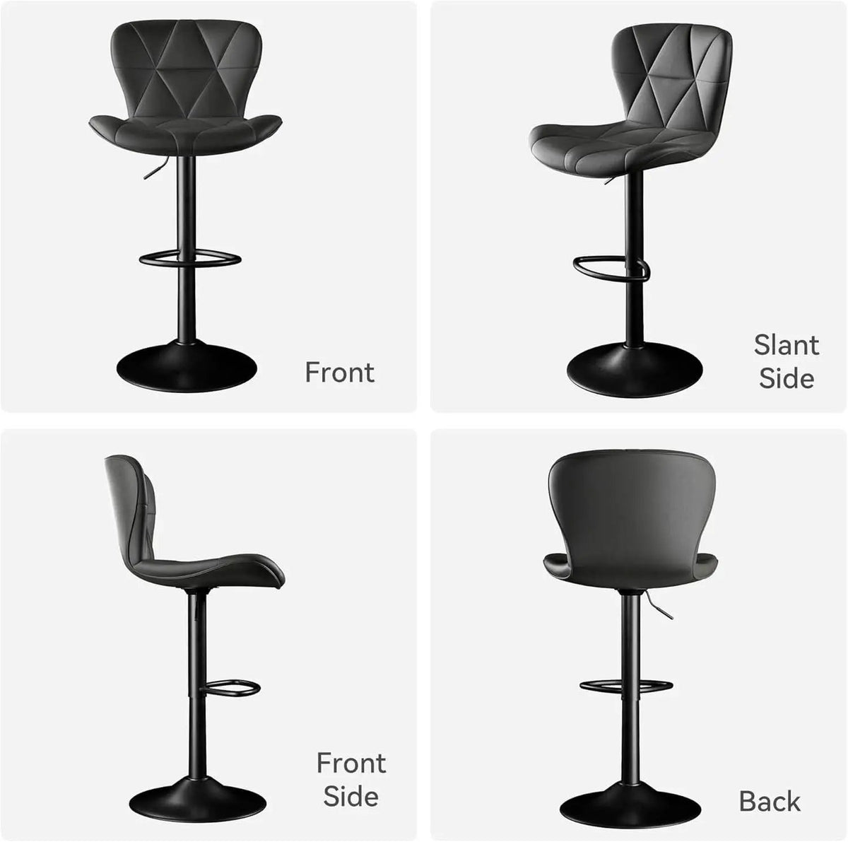Bar Stools Set Of 2 Adjustable Swivel Faux Leather Black from PriceLows™
