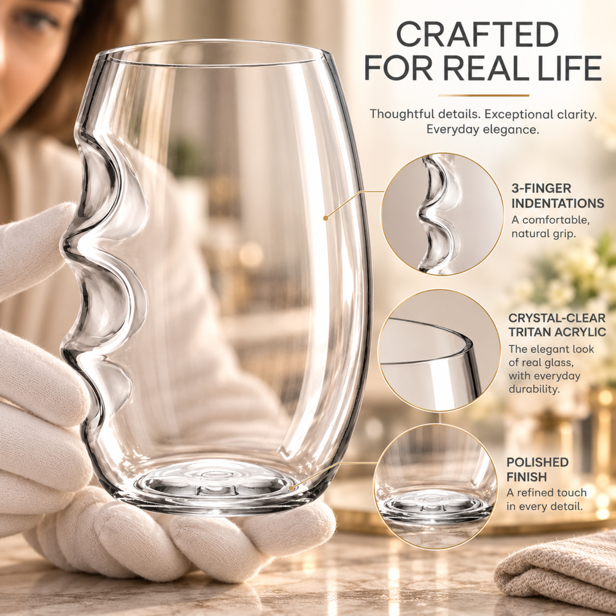 Barcelona Acrylic Stemless Wine Glassware | Set Of 12