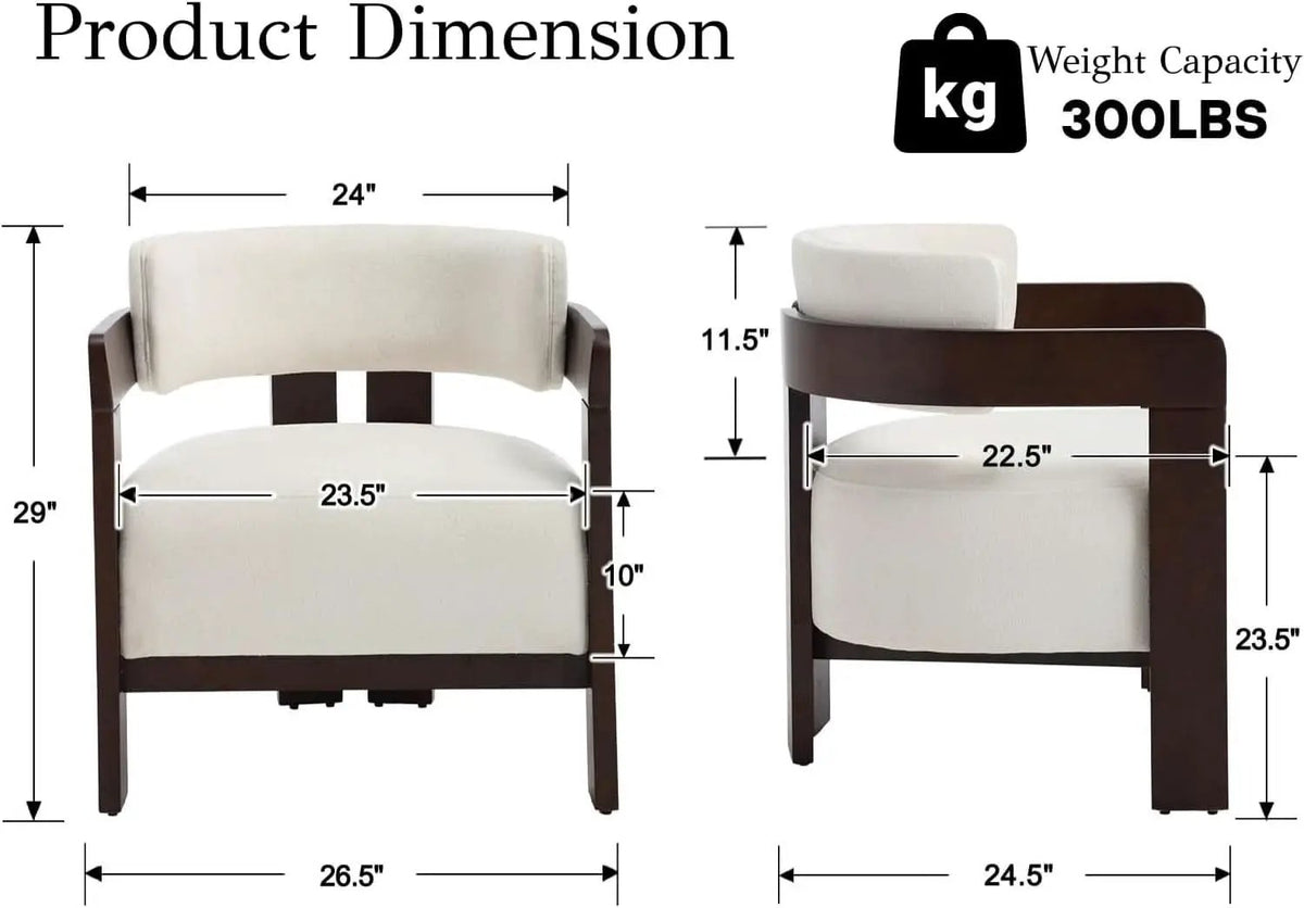 Barrel Accent Chairs White Upholstered Pair Lounge from PriceLows™