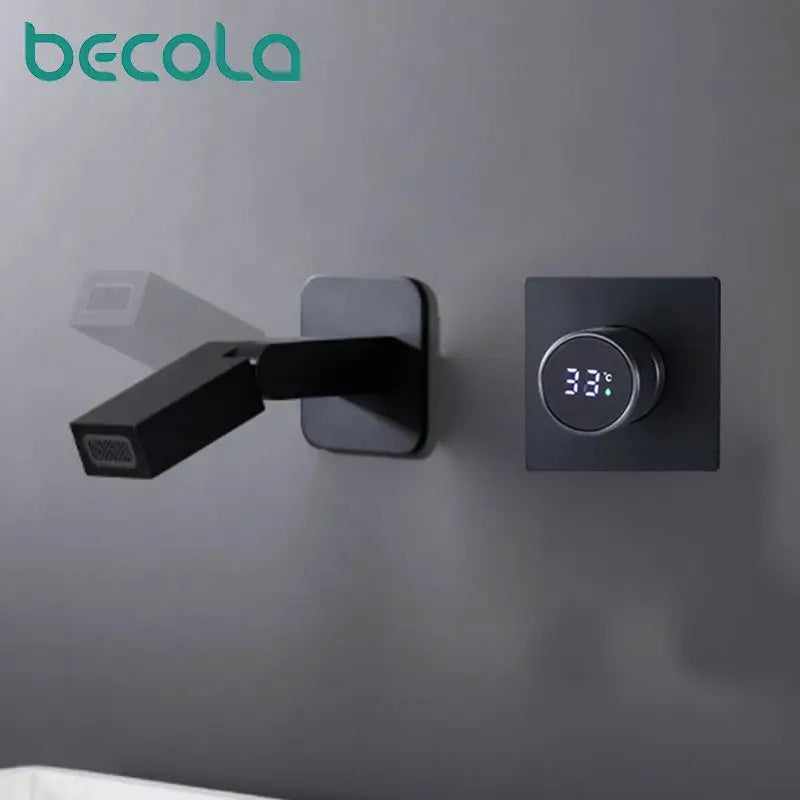 Bathroom Faucet | Led Digital Display | Black Brass | Two Hole from PriceLows™