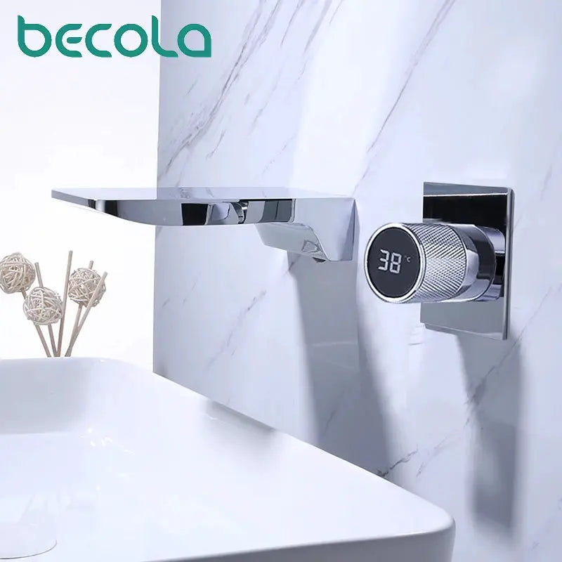 Bathroom Faucet | Led Digital Display | Black Brass | Two Hole from PriceLows™