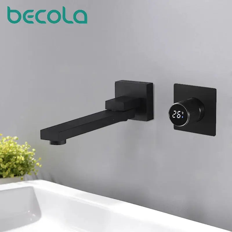 Bathroom Faucet | Led Digital Display | Black Brass | Two Hole from PriceLows™