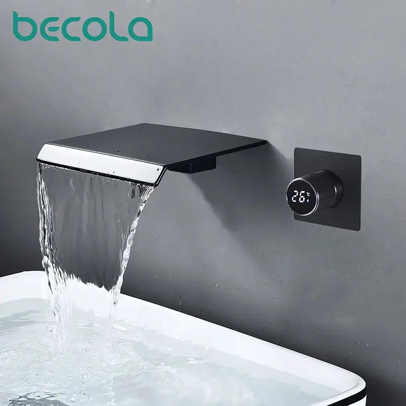 Bathroom Faucet | Led Digital Display | Black Brass | Two Hole from PriceLows™